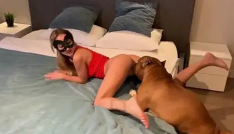 Russian zoophile Sonya gets fucked by a pit bull